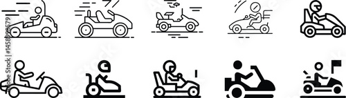 go kart racing icon — kart racing car vector icon set,  Kart racing car icon