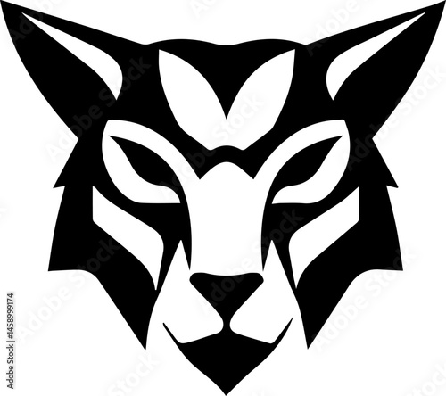 Tribal Wild Cat Face Logo