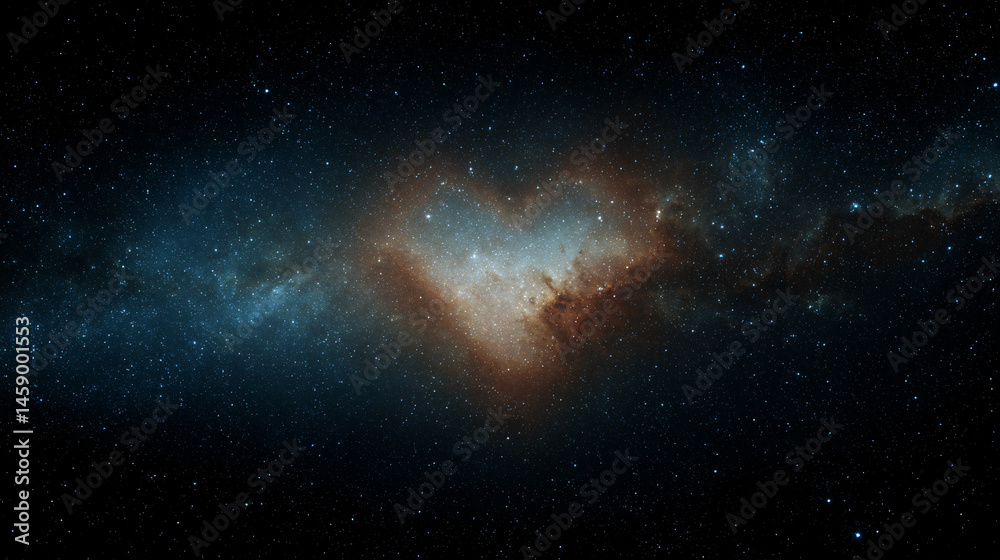 Fototapeta premium Cosmic Heart Shaped Galaxy in Deep Space Stellar Formation Symbolizing Love and the Universe Mysteries
