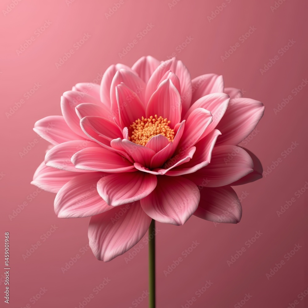Obraz premium Bright pink flower with yellow center