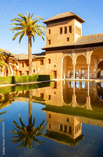 Alhambra palace and gardens in Granada, Spain