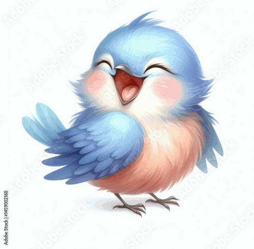 Tweet & Brushstroke Bliss bird laughs and is happy isolated watercolor vector illustration svg