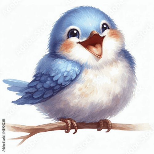 Feathered Chuckles bird laughs and is happy isolated watercolor vector illustration svg