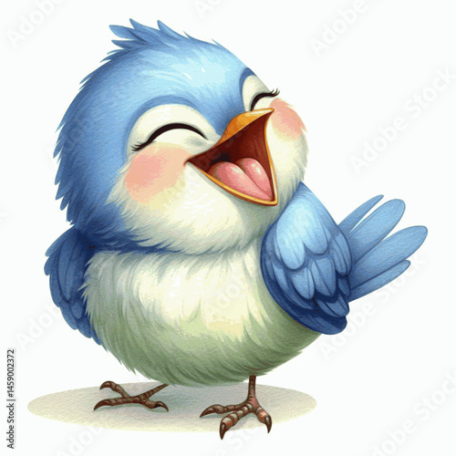 Chirping Cheer Wash bird laughs and is happy isolated watercolor vector illustration svg