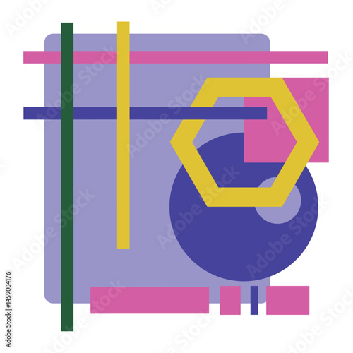 Abstract composition of colorful figures of various shapes. Bright background for business cards, websites, conceptual projects and more. Conceptual background in blue, yellow, green and pink shades.
