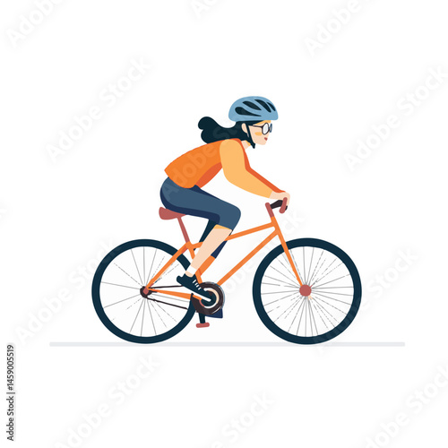 Woman Enjoying Bicycle Ride Vector Illustration For Healthy Lifestyle And Outdoor Activity