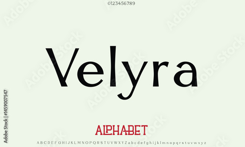 Luxury Velyra Regularr alphabet letters font for logo