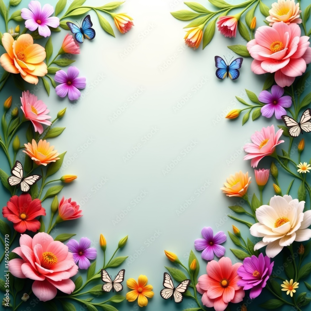 custom made wallpaper toronto digitalSticker sheet with floral and butterfly motifs in pastel colors