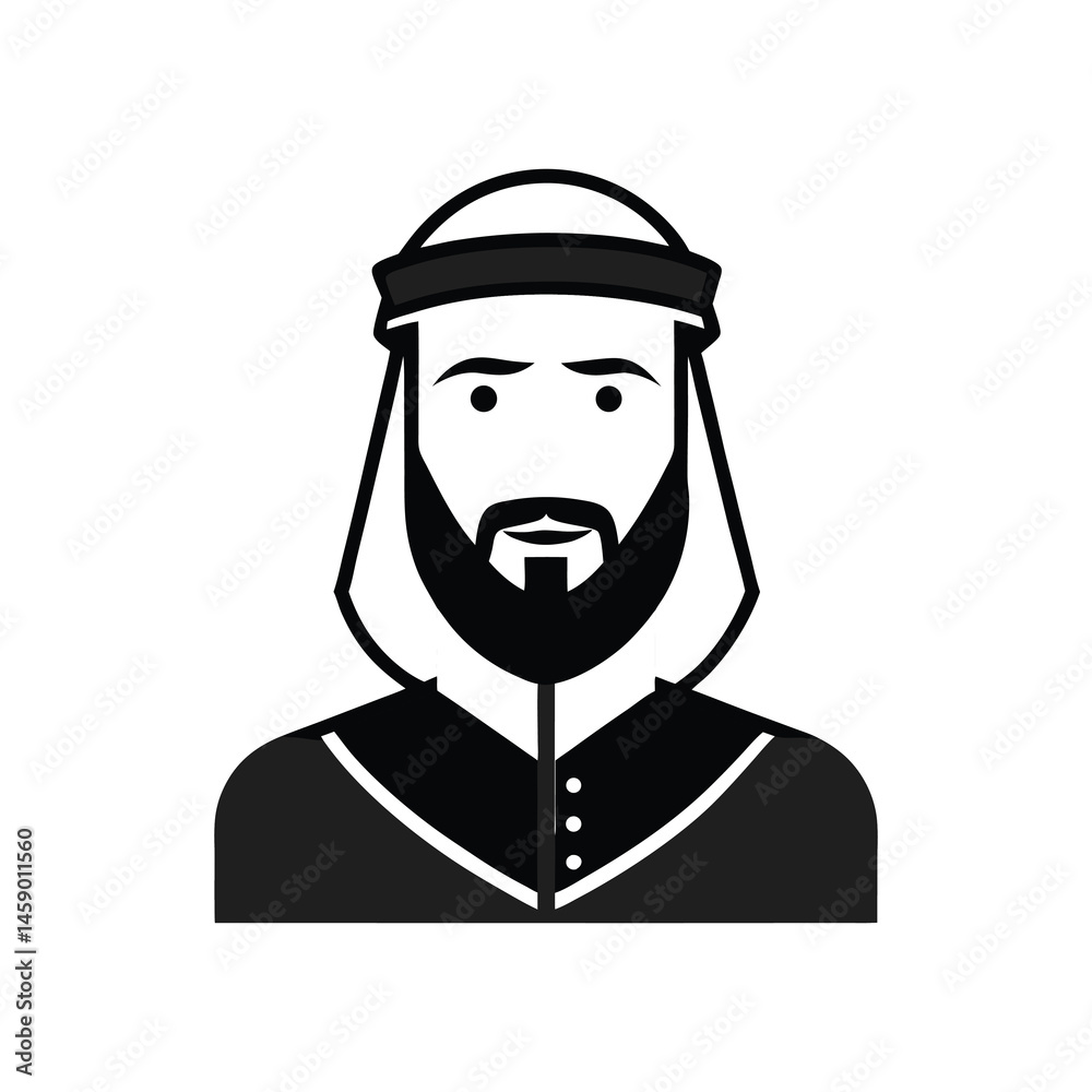Arab Man Avatar icon of silhouette vector illustration Arab Man Avatar icon of silhouette vector illustration