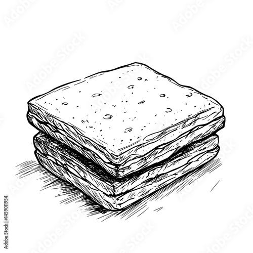 Flat black icon of stacked rectangular pastries with a textured surface and layered design representing dessert or snack options