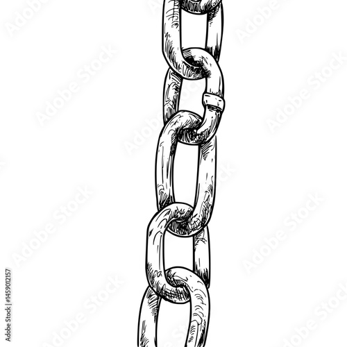 Detailed flat black icon of a chain showcasing individual links designed for various applications and themes related to connectivity and strength