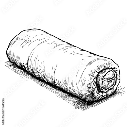 Rolled flat black icon depicting a simple and minimalistic design of a cylindrical object, suitable for various applications in design and branding