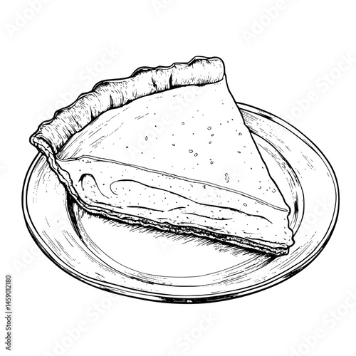 Delicious slice of creamy pie served on a decorative plate with a flaky crust