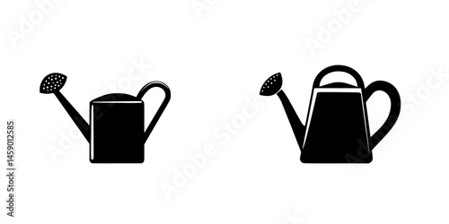 Flat black watering can icons designed for gardening and plant care activities