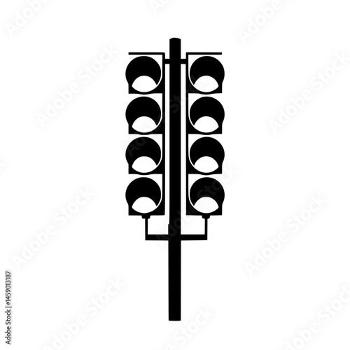 Traffic signal icon depicting six lights arranged vertically for clear guidance in transportation regulation and road safety