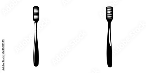 Black toothbrush icons representing dental hygiene essentials for oral care activities at home or travel