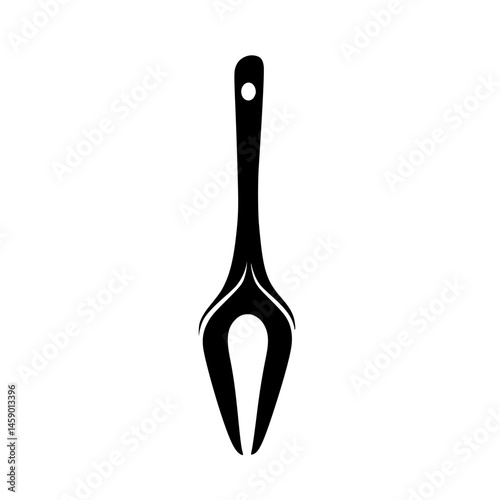 Black icon of a garden hand fork designed for digging and loosening soil while gardening and planting in outdoor spaces