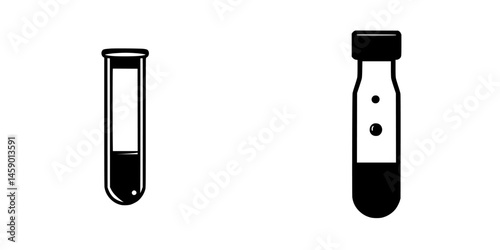 Flat black icons representing laboratory test tubes suitable for scientific and educational purposes in a minimalist style