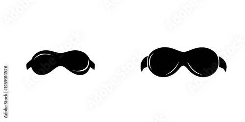 Two flat black icons representing sleep masks designed for comfort and relaxation in a minimalist style