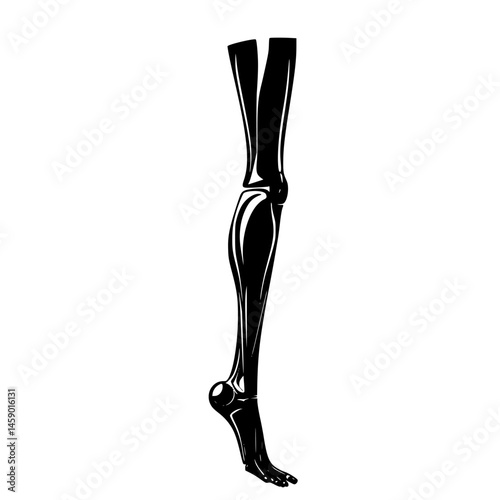 Flat black icon representing a stylized leg showcasing the shape and form of a human limb in a simplistic design perfect for various graphic projects