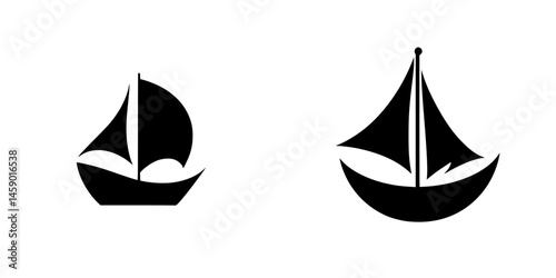 Black icon of sailboats representing nautical themes, ideal for maritime design and informational graphics