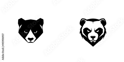 Black flat icon of a bear head representing strength and determination in a simple design style