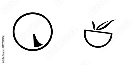 Icon designs featuring a stylized leaf and a circular shape representing nature and growth in a minimalist style