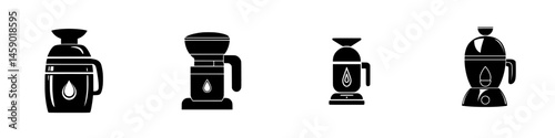 Different styles of flat black coffee makers displayed in a simple layout for easy comparison