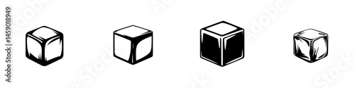 Various black and white cube designs showcasing different shading techniques
