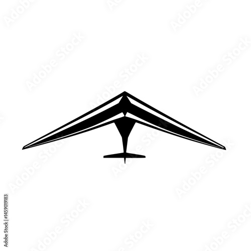 Flat black icon of a glider designed for digital use in creative projects and graphic design applications