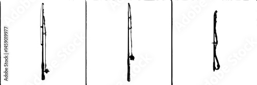 Flat black icon representing various fishing rod positions for improved visual clarity and design applications