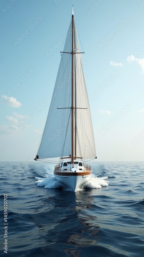 Obraz premium Sailing boat with two masts on blue ocean