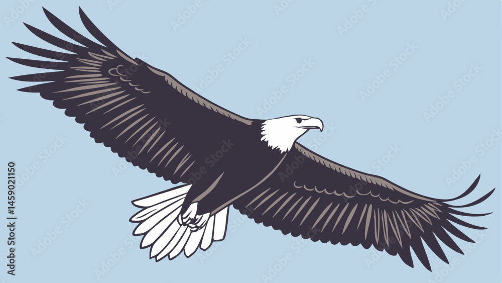 Fototapeta premium Eagle soaring gracefully against a blue sky 