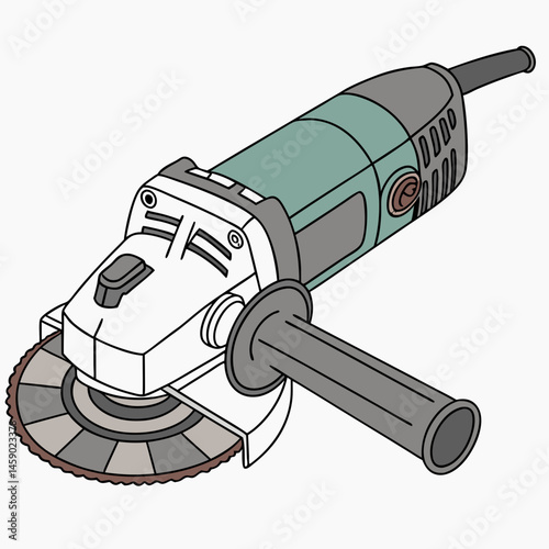 Electric angle grinder in industrial design with cutting disc  