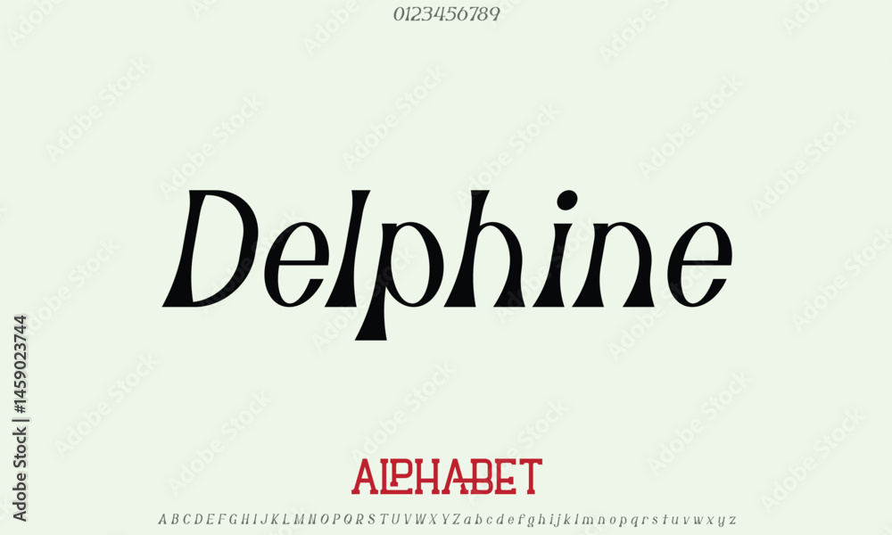 Fototapeta premium Luxury Delphine Italic alphabet letters font for logo