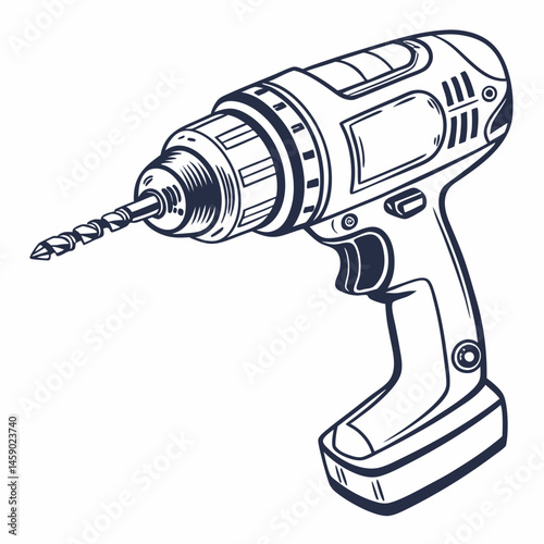Electric drill illustration on a white background  