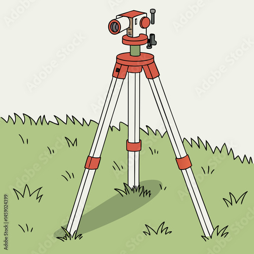 Survey Tripod in a Green Field  