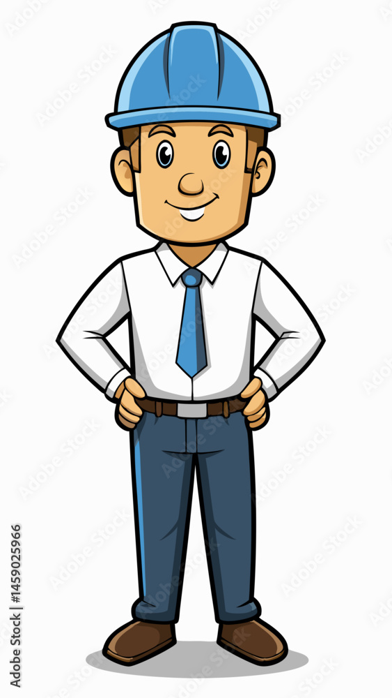 Cartoon architect smiling confidently in business attire Cartoon architect smiling confidently in business attire