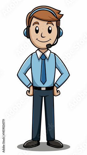 Friendly call center agent smiling with a headset  