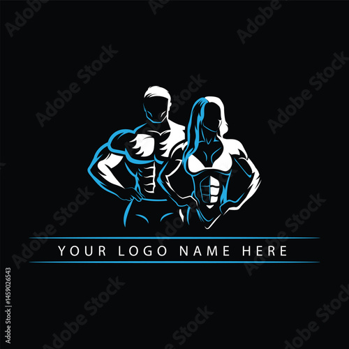 Gym logo male female fitness logo design