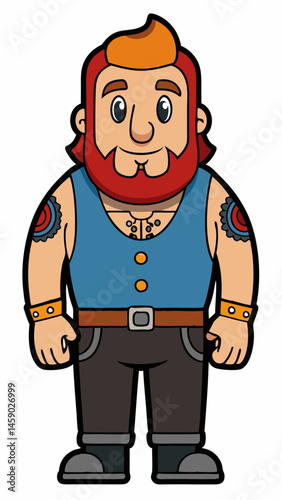 Cartoon tattoo artist with confident expression in a simple design  