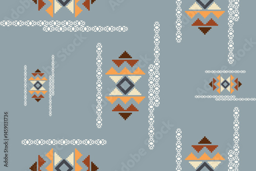Pixel pattern, seamless vector, Geometric pattern.  The overall structure suggests a balance between complexity and simplicity. colorful, summer.