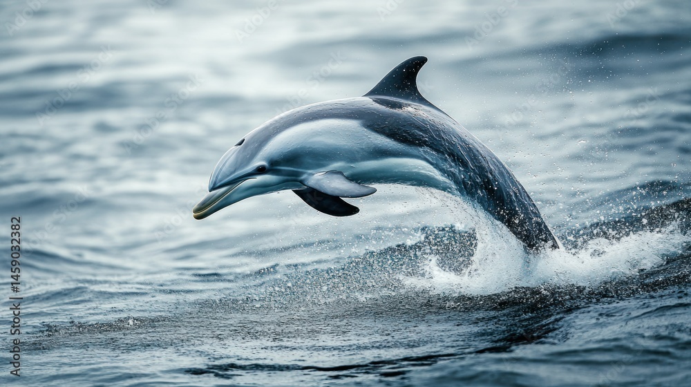 Naklejka premium A Stunning Leap of the Pacific White-sided Dolphin