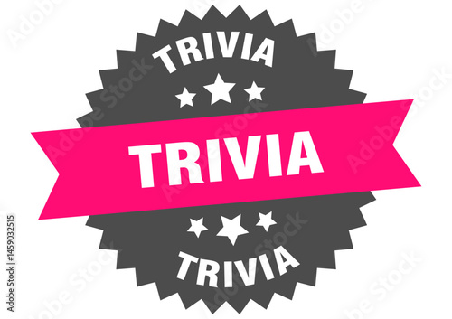 trivia. trivia round pink label isolated on transparent background