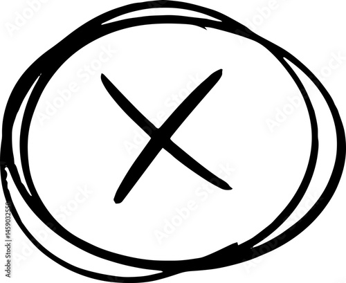 Hand Drawn Cross False No Mark circle frame crosses