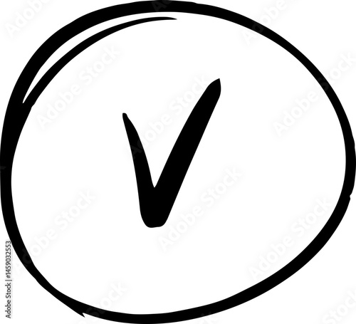 Hand Drawn Check Done Yes Mark circle frame checkmark