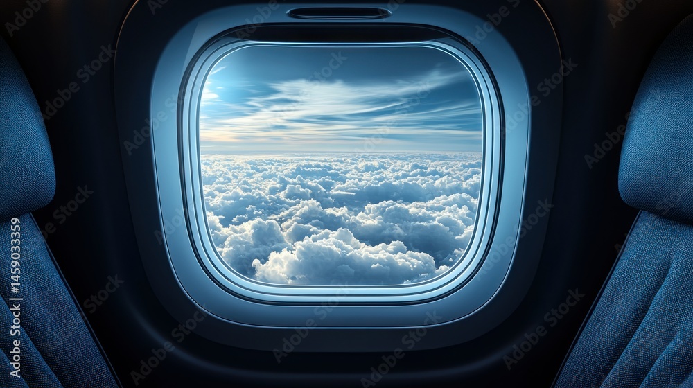 Naklejka premium Aerial view of clouds from airplane window