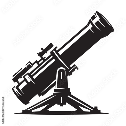 Modern Mortar silhouette, engineered for tactical warfare – Mortar illustration – Minimalist Mortar vector – Weapon silhouette

