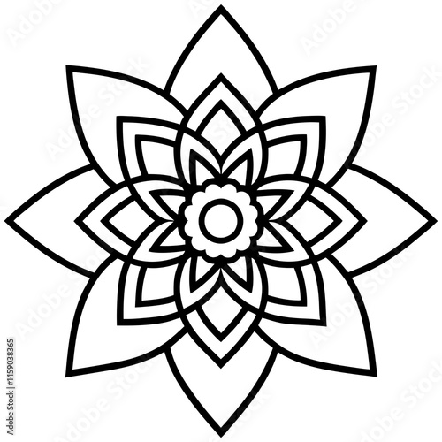 Geometric Mandala Line Drawing
