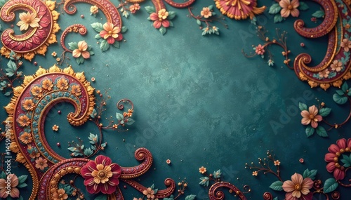 Classic paisley wallpaper, muted tones, soft focus , minimalist, organic pattern